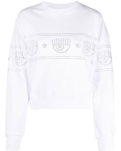 Chiara Ferragni Sweatshirt mit Strass-Logo - Weiß