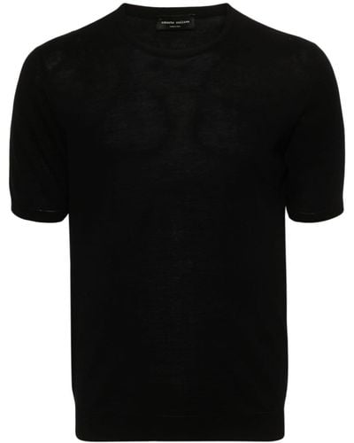 Roberto Collina Camiseta de canalé - Negro