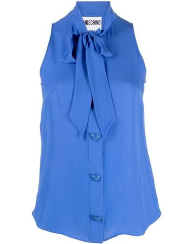Moschino Camisa con cuello lazado - Azul