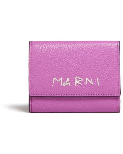 Marni Logo-embroidered Leather Keyholder - Purple