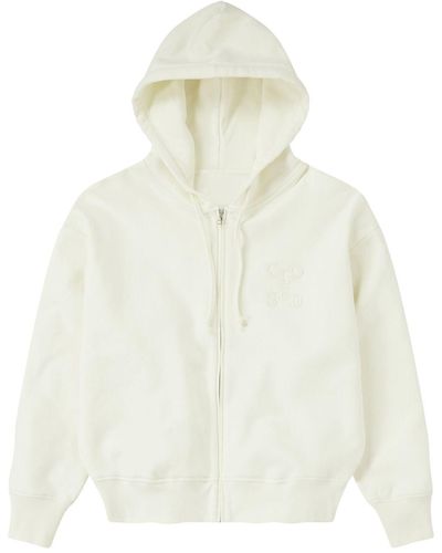 Closed Zip-up Cotton Hoodie - White