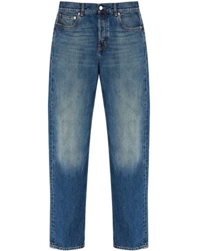 Alexander McQueen Logo-print Straight-leg Jeans - Blue