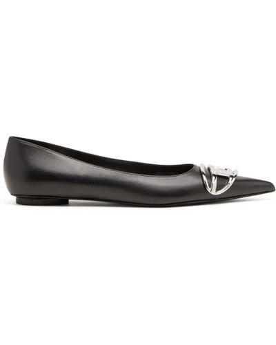 DIESEL D-venus Leather Ballerina Shoes - Black