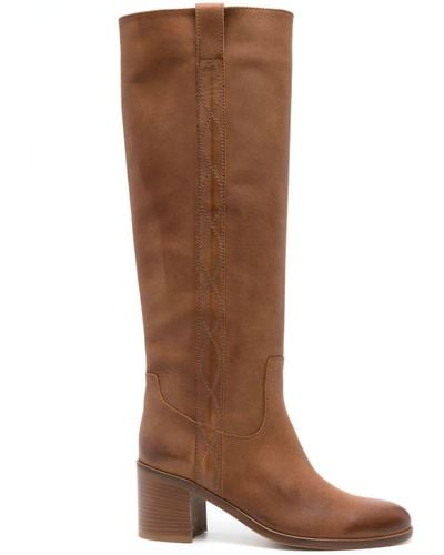 Via Roma 15 Knee-high Leather Boots - Brown