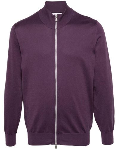 Brunello Cucinelli Fine-knit Zip-up Sweater - Purple