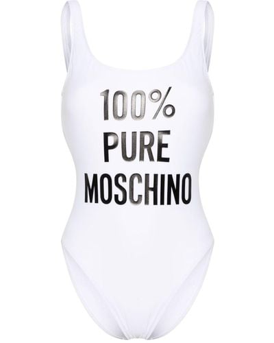 Moschino Logo-print Open-back Swimsuit - White