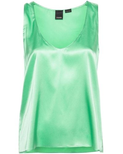 Pinko Sleeveless Stretch-silk Top - Green