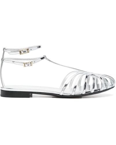 ALEVI Strappy Cut-out Leather Sandals - White