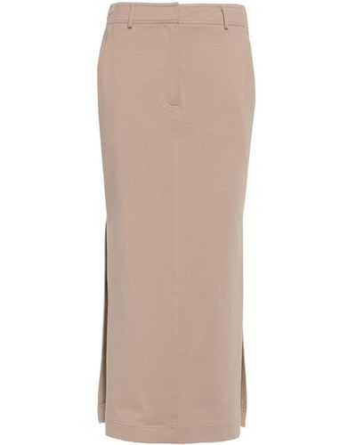 Brunello Cucinelli Jersey Midi Skirt - Natural