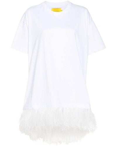 Marques'Almeida Feather-detail mini dress - Weiß