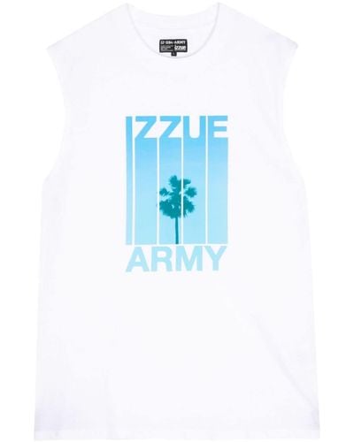 Izzue Palm Tree-print Cotton Tank Top - Blue