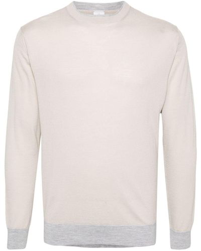 Eleventy Contrasting-trim Fine-knit Jumper - White