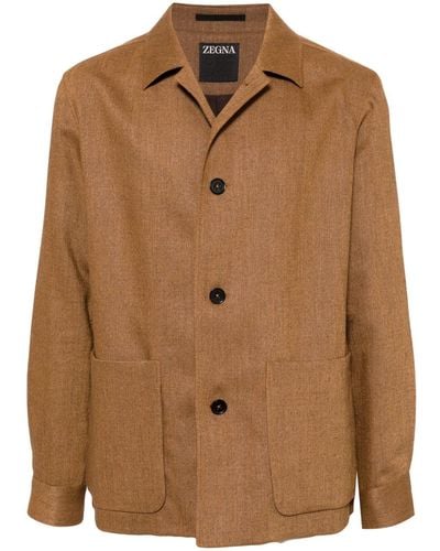 ZEGNA Patch-pocket Button-fastening Jacket - Brown