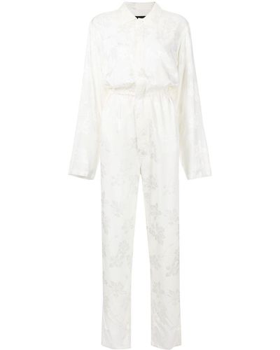 RTA Sadie Floral Embroidery Jumpsuit - White