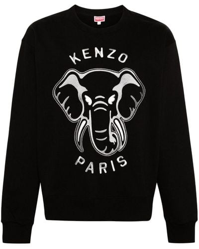KENZO Sweatshirt mit Elefantenstickerei - Schwarz