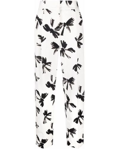 MSGM Bow-print Straight Tailored Pants - White