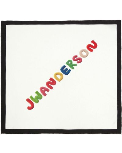 JW Anderson Seidenschal mit Logo-Print - Weiß