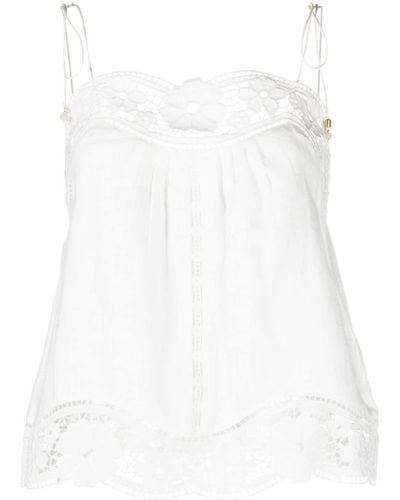 Zimmermann Lace Trimmed Linen Top - White