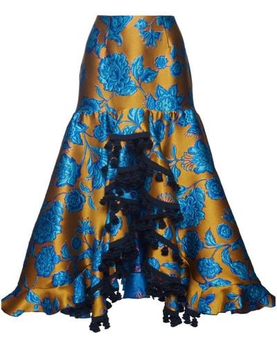 La DoubleJ Feria Asymmetric Jacquard Skirt - Blue