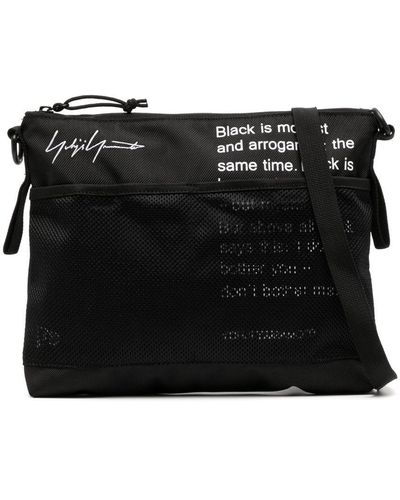 Yohji Yamamoto Bolso de hombro con eslogan - Negro
