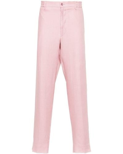 Tagliatore Pressed-crease Linen Tapered Trousers - Pink