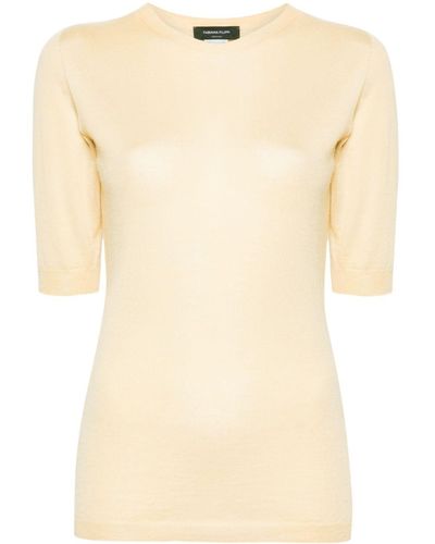 Fabiana Filippi Crew-neck Cashmere-blend Top - Natural