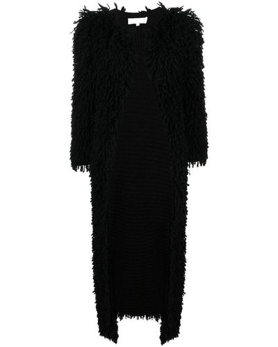 AMI AMALIA Oversized-Mantel aus Faux Fur - Schwarz