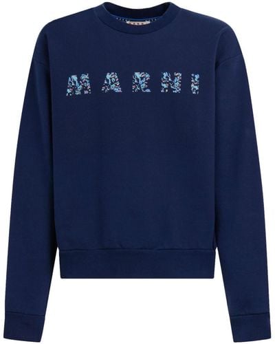 Marni Logo-print Cotton Sweatshirt - Blue