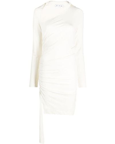 Off-White c/o Virgil Abloh Off- Asymmetric Ruched Minidress - White