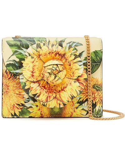 Oscar de la Renta Tro Floral-print Leather Mini Bag - Yellow