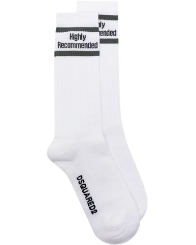 DSquared² Slogan-jacquard Calf-length Crew Socks - White