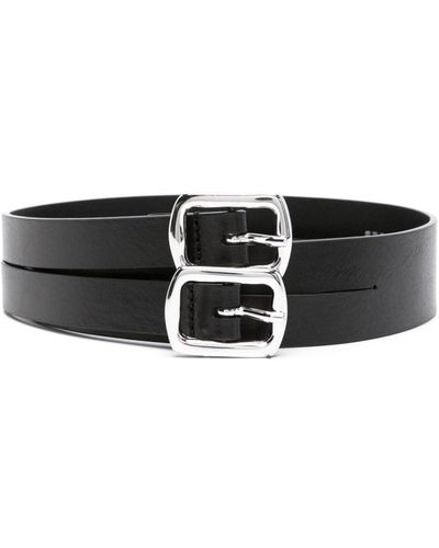 MM6 by Maison Martin Margiela Double-buckle Leather Belt - Black