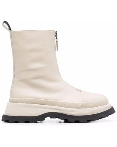 Jil Sander Leather Front-zip Ankle Boots - Multicolor