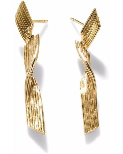 John Hardy 18kt Yellow Gold Bamboo Drop Earrings - Metallic