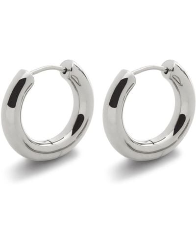 Monica Vinader Small Essential Click Silver Hoop Earrings - White