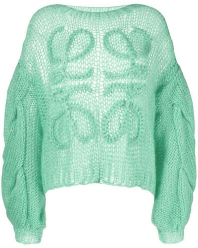 Loewe Anagram Knit Mohair-blend Jumper - Green