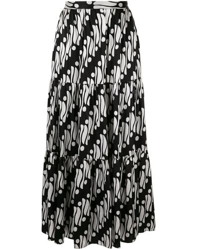 Andrew Gn Geometric Flared Maxi Skirt - Black