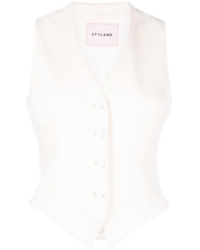 Styland Tailored Sleeveless Waistcoat - White