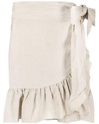 Isabel Marant Ruffle Trim Wrap Linen Skirt - Multicolor