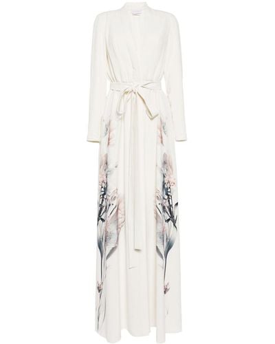 Saiid Kobeisy Floral-print Kaftan Dress - White