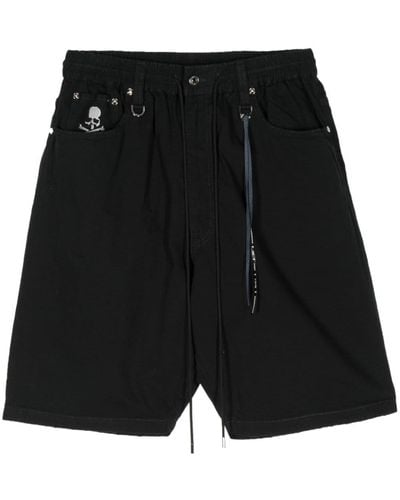 Mastermind Japan Embroidered-logo Cotton Shorts - Black