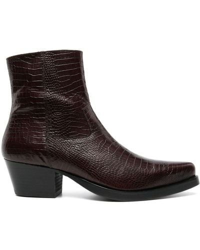 Ernest W. Baker 60mm Crocodile-effect Leather Boots - ブラウン