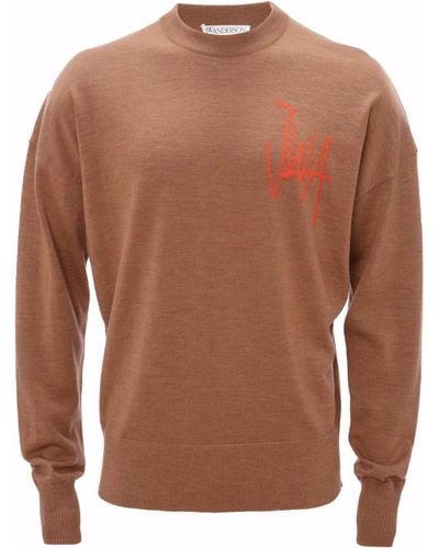JW Anderson Logo-embroidered Sweater - Brown