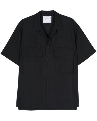 Sacai Pinstriped Poplin Shirt - Black