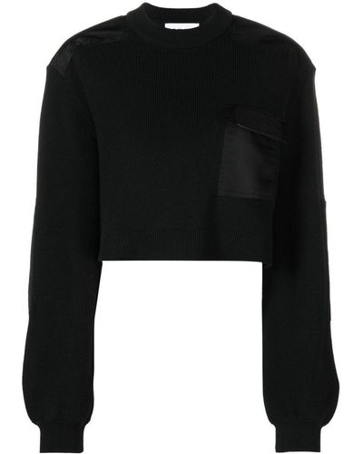 Remain Long-sleeve Cropped Sweatshirt - Black