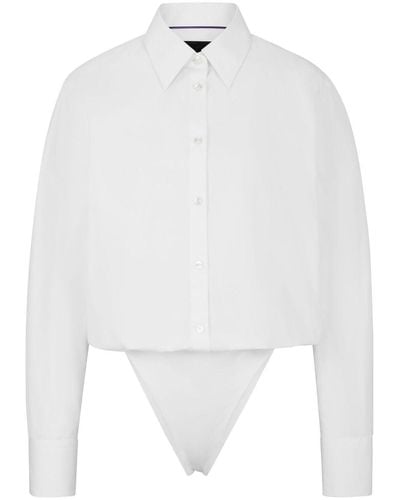 BOSS X Naomi Campbell Button-up Cotton Bodysuit - White