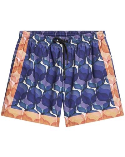 Dries Van Noten Geometric-print Swim Shorts - Blue