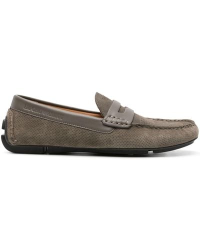 Emporio Armani Perforated Suede Loafers - Gray