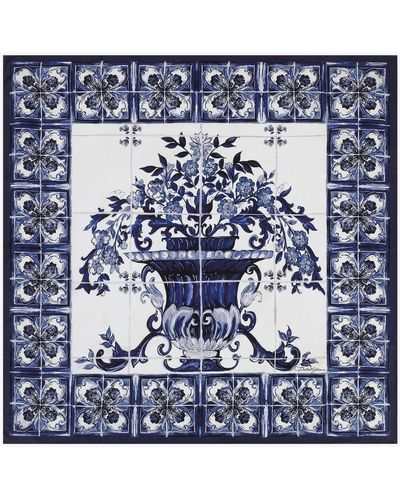 Dolce & Gabbana Twill Sjaal Met Majolica-print - Blauw