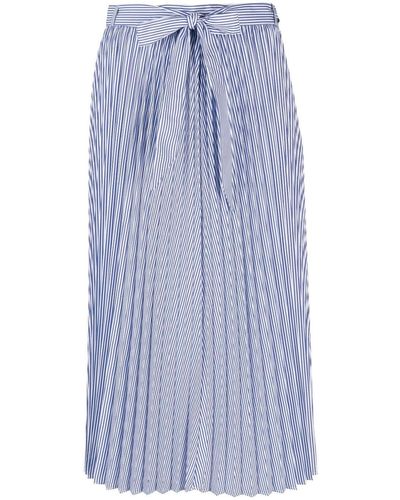 Tommy Hilfiger Ithaka-stripe Pleated Midi Skirt - Blue